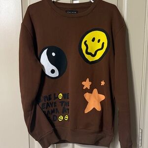 PacSun Brown Graphic Crewneck Sweater